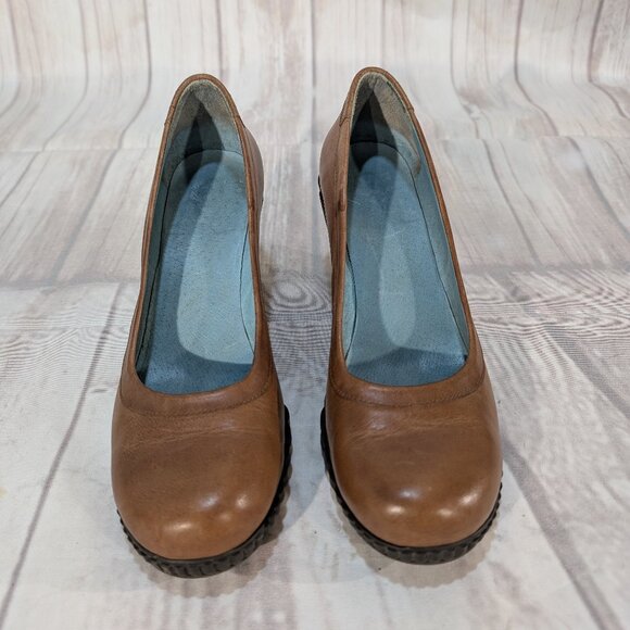 MAG Italian Leather Wedge Heels Pumps Size 39 Brown - Picture 1 of 9